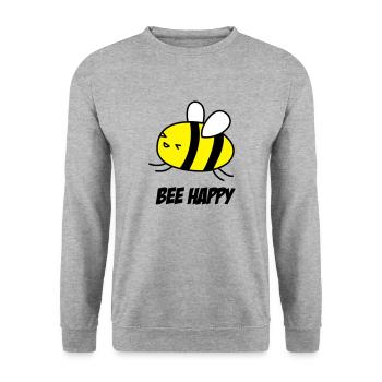 bee happy - Sweat-shirt Unisexe - gris chiné - Devant - Alina (178cm) & Michal (187cm)