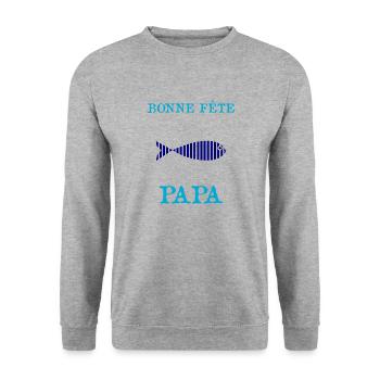 FÊTE DES PÈRES.BONNE FÊTE PAPA. PAPA. BONNE FÊTE - Sweat-shirt Unisexe - gris chiné - Devant - Alina (178cm) & Michal (187cm)