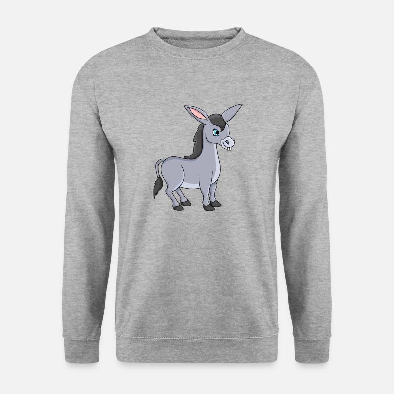 Esel Cartoon - Unisex Pullover - Weißgrau meliert