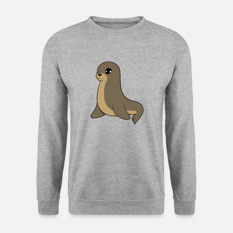 Seelöwe - Unisex Pullover - Weißgrau meliert