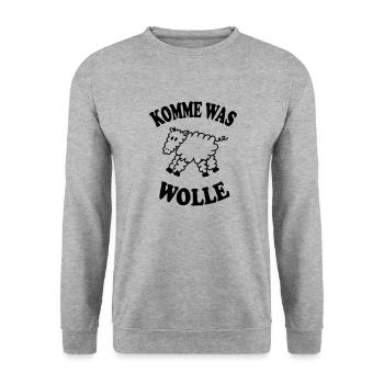 Komme was Wolle Schaf Lamm - Unisex Pullover - Weißgrau meliert - Vorne - Alina (178cm) & Michal (187cm)