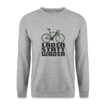 Laden statt Waden - Unisex Pullover - Weißgrau meliert - Vorne - Alina (178cm) & Michal (187cm)