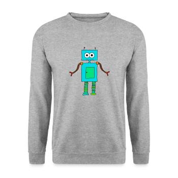 Süßer Roboter - Unisex Pullover - Weißgrau meliert - Vorne - Alina (178cm) & Michal (187cm)