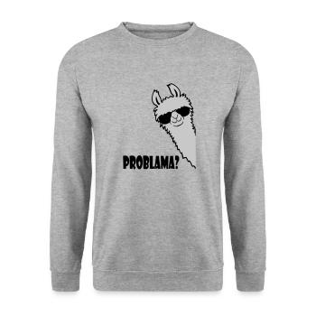 Problama Question Lama - Sweat-shirt Unisexe - gris chiné - Devant - Alina (178cm) & Michal (187cm)