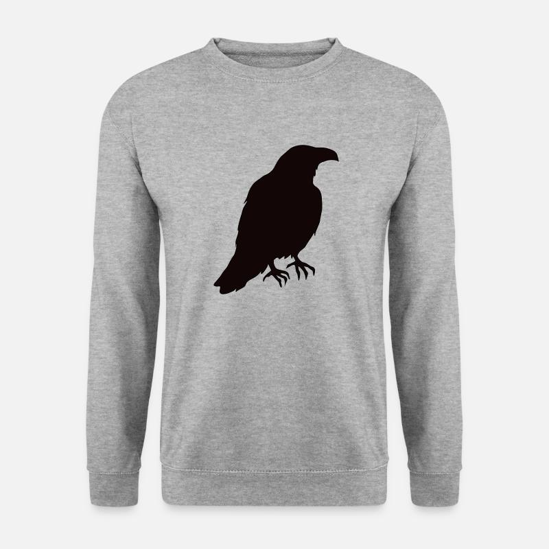 Un corbeau est assis dans le profil - Sweat-shirt Unisexe - gris chiné