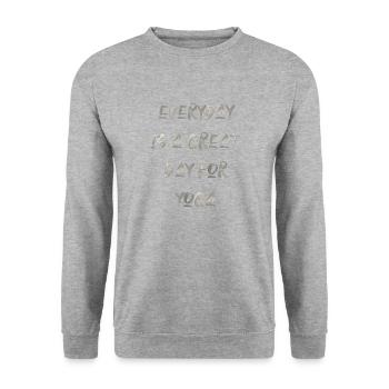 yoga sport fitness happines Englisch qoutes - Unisex Pullover - Weißgrau meliert - Vorne - Alina (178cm) & Michal (187cm)