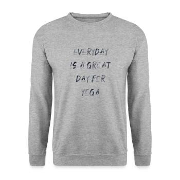 yoga sport fitness happy anglais qoutes - Sweat-shirt Unisexe - gris chiné - Devant - Alina (178cm) & Michal (187cm)