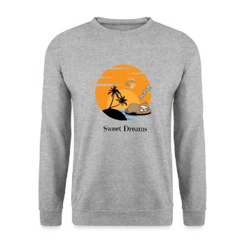 Süße Träume von lustiges Faultier - Unisex Pullover - Weißgrau meliert - Vorne - Alina (178cm) & Michal (187cm)