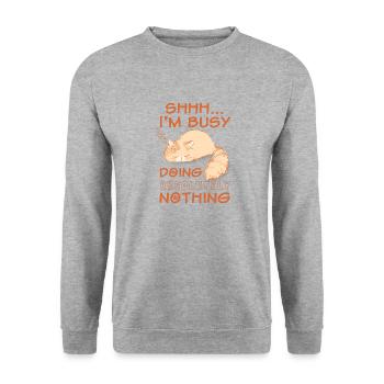 Funny cat I'm busy doing nothing - Unisex Sweatshirt - salt & pepper - Front - Alina (178cm) & Michal (187cm)