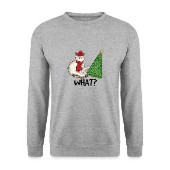 Cheeky cat with Christmas tree and cap children's kit - Unisex Sweatshirt - salt & pepper - Front - Alina (178cm) & Michal (187cm)