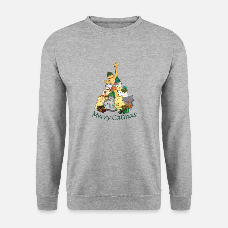 Katzen bilden eine Weihnachtsbaum Pyramidekinderki - Unisex Pullover - Weißgrau meliert