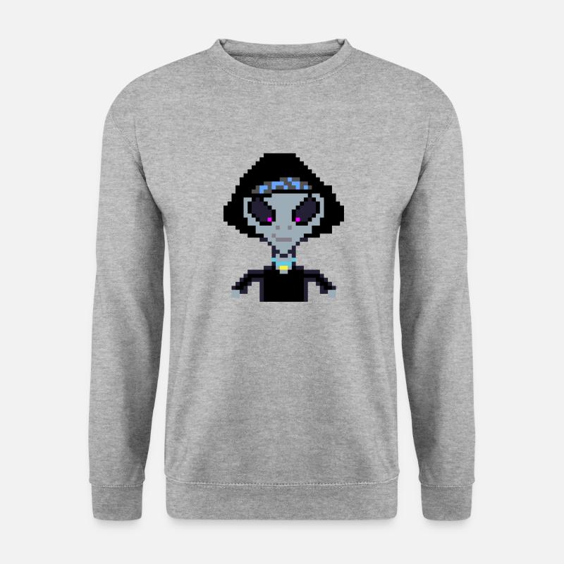 Pixel Alien "Black Girl" - Unisex Pullover - Weißgrau meliert