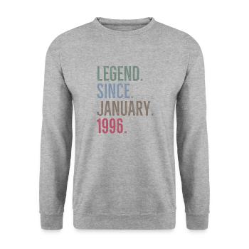 Legende seit Januar 1996 - Unisex Pullover - Weißgrau meliert - Vorne - Alina (178cm) & Michal (187cm)