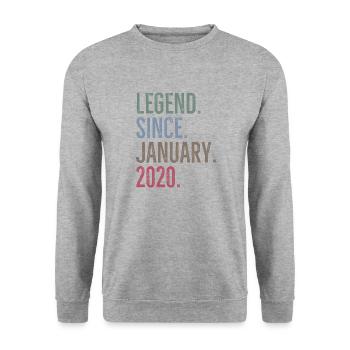 Legende seit Januar 2020 - Unisex Pullover - Weißgrau meliert - Vorne - Alina (178cm) & Michal (187cm)