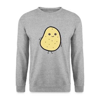 cute potatoe - Unisex Pullover - Weißgrau meliert - Vorne - Alina (178cm) & Michal (187cm)