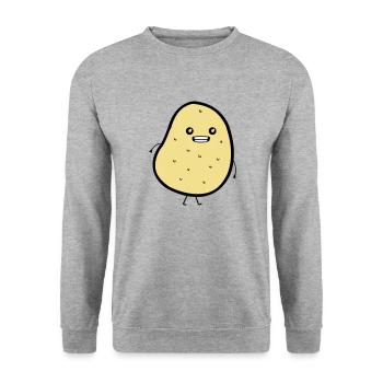 Funny Potatoe - Unisex Pullover - Weißgrau meliert - Vorne - Alina (178cm) & Michal (187cm)