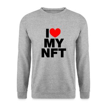 I love my NFT - Unisex Sweatshirt - salt & pepper - Front - Alina (178cm) & Michal (187cm)