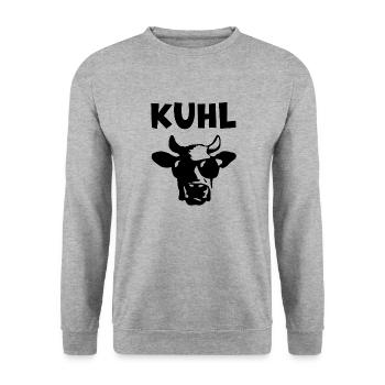 Kuh Kuhl Coole Kuh mit Sonnenbrille Lustig - Unisex Pullover - Weißgrau meliert - Vorne - Alina (178cm) & Michal (187cm)