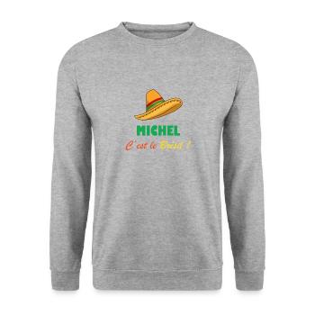 Michel c'est le Brésil ! - Sweat-shirt Unisexe - gris chiné - Devant - Alina (178cm) & Michal (187cm)