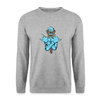 zombie - halloween - Sweat-shirt Unisexe - gris chiné - Devant - Alina (178cm) & Michal (187cm)