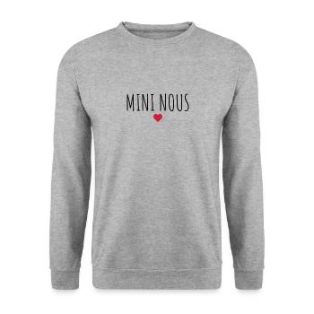 Naissance , Bébé , Papa , Maman - Sweat-shirt Unisexe - gris chiné - Devant - Alina (178cm) & Michal (187cm)