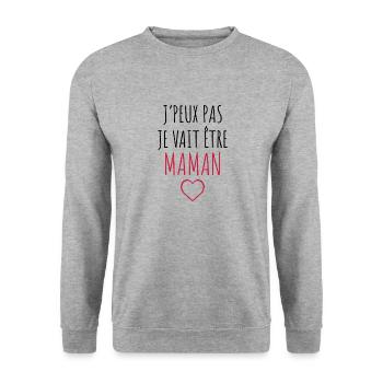 Maman / Fête des Mère / Enfant / Mere / Bébé - Sweat-shirt Unisexe - gris chiné - Devant - Alina (178cm) & Michal (187cm)