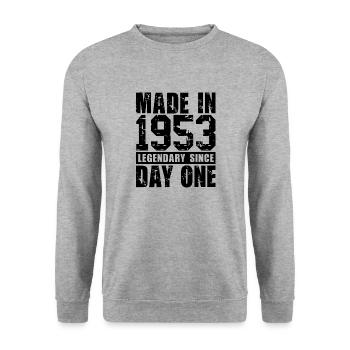 Hergestellt 1953, legendär seit dem ersten Tag - Unisex Pullover - Weißgrau meliert - Vorne - Alina (178cm) & Michal (187cm)
