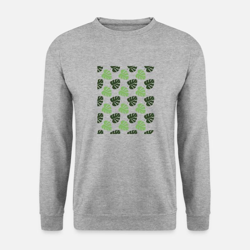 Monstera Muster - Unisex Pullover - Weißgrau meliert