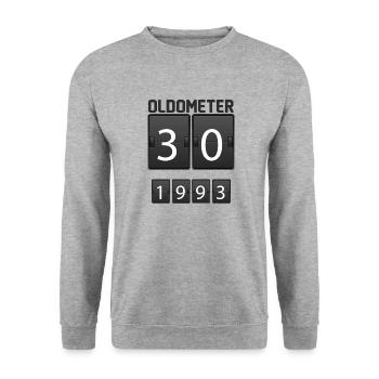 Oldometer 30th Birthday Gift - Unisex Sweatshirt - salt & pepper - Front - Alina (178cm) & Michal (187cm)