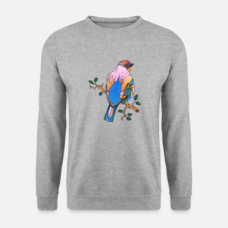 Bunter Vogel - Unisex Pullover - Weißgrau meliert