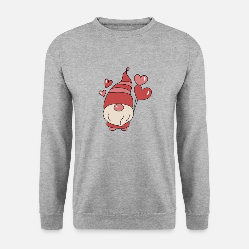Valentine's Day Gnome - Unisex Pullover - Weißgrau meliert