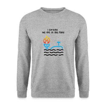 I survived the fire at Sea Parks - Unisex Sweatshirt - salt & pepper - Front - Alina (178cm) & Michal (187cm)