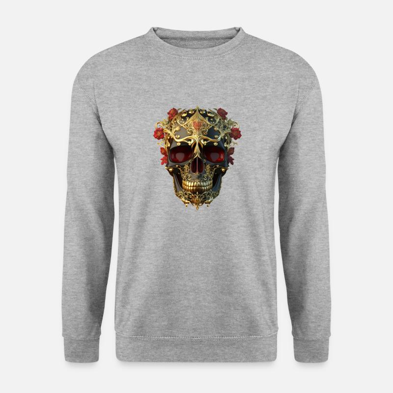 Totenkopf 07 - Unisex Pullover - Weißgrau meliert