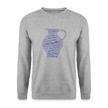 Bembel blau - Unisex Pullover - Weißgrau meliert - Vorne - Alina (178cm) & Michal (187cm)