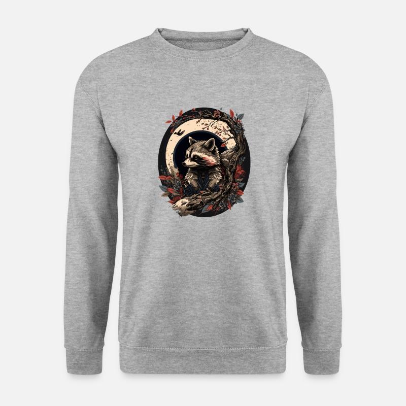 Baka Waschbär 6 - Unisex Pullover - Weißgrau meliert