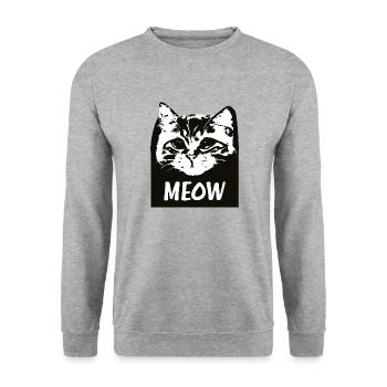 Miau-Katze - Unisex Pullover - Weißgrau meliert - Vorne - Alina (178cm) & Michal (187cm)