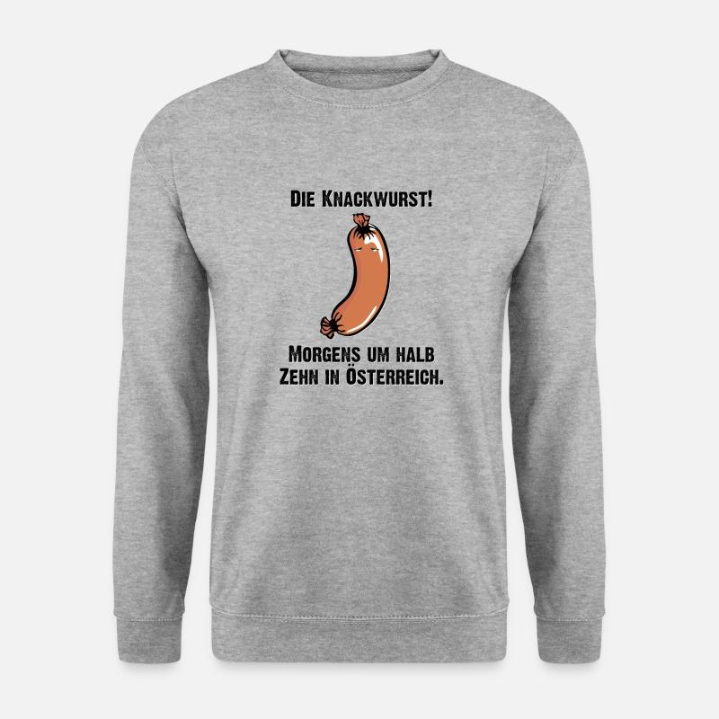 die Knackwurst, morgens um halb Zehn in Österreich - Unisex Pullover - Weißgrau meliert