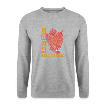 Chinesisches Neujahr Drache China Asian I Geschenk - Unisex Pullover - Weißgrau meliert - Vorne - Alina (178cm) & Michal (187cm)