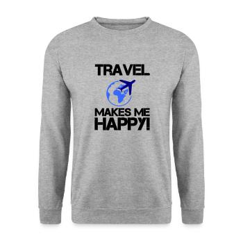 Voyagez heureux - Sweat-shirt Unisexe - gris chiné - Devant - Alina (178cm) & Michal (187cm)