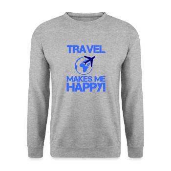 Voyagez heureux - Sweat-shirt Unisexe - gris chiné - Devant - Alina (178cm) & Michal (187cm)