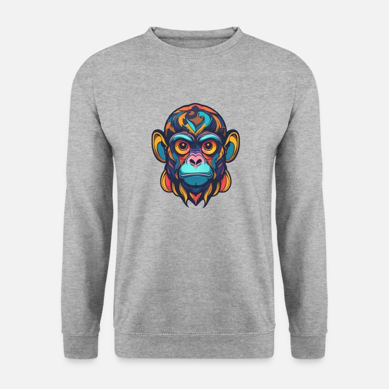 Affe - Unisex Pullover - Weißgrau meliert