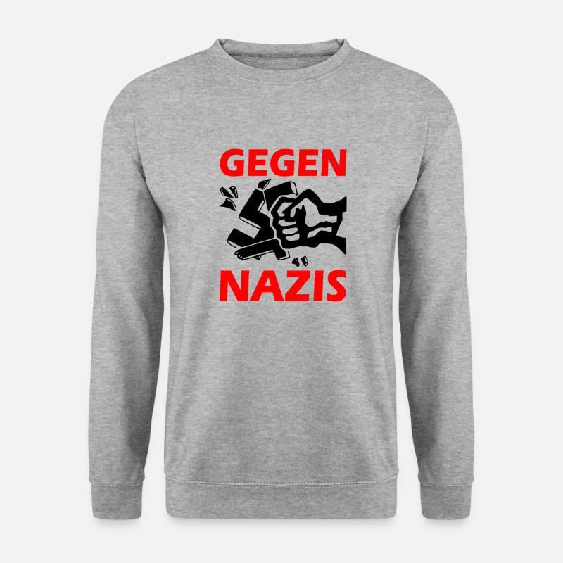 Gegen nazis faust - Unisex Pullover - Weißgrau meliert