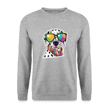 Dalmatien / Chien / Animal / Animal de compagnie / Aboiement - Sweat-shirt Unisexe - gris chiné - Devant - Alina (178cm) & Michal (187cm)