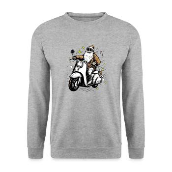 Père Noël sur son scooter - Sweat-shirt Unisexe - gris chiné - Devant - Alina (178cm) & Michal (187cm)