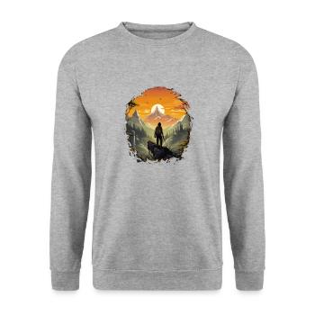 Hiking Adventure Hiking Mountains Hiking Camping - Unisex Sweatshirt - salt & pepper - Front - Alina (178cm) & Michal (187cm)