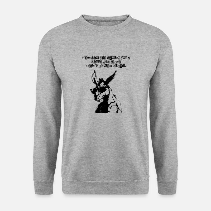 wenn das die Lösung ist schwarz - Unisex Pullover - Weißgrau meliert