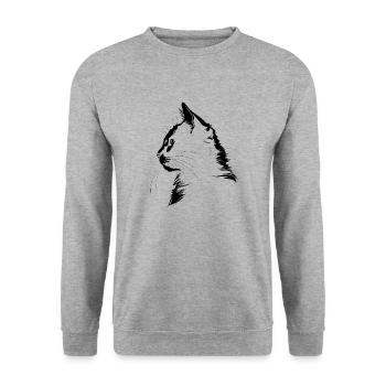 Cat, Cat Motif - Unisex Sweatshirt - salt & pepper - Front - Alina (178cm) & Michal (187cm)