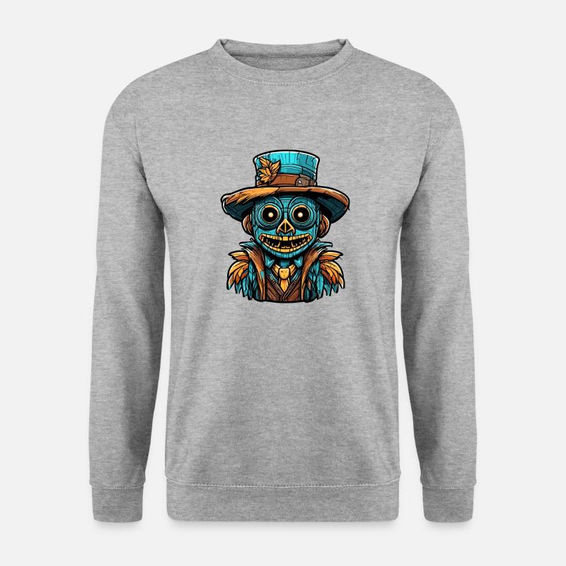 Vogelscheuche / Erntehelfer / Maisfeld / Feld - Unisex Pullover - Weißgrau meliert