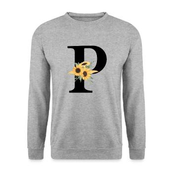 Letter p floral sunflower - Unisex Sweatshirt - salt & pepper - Front - Alina (178cm) & Michal (187cm)