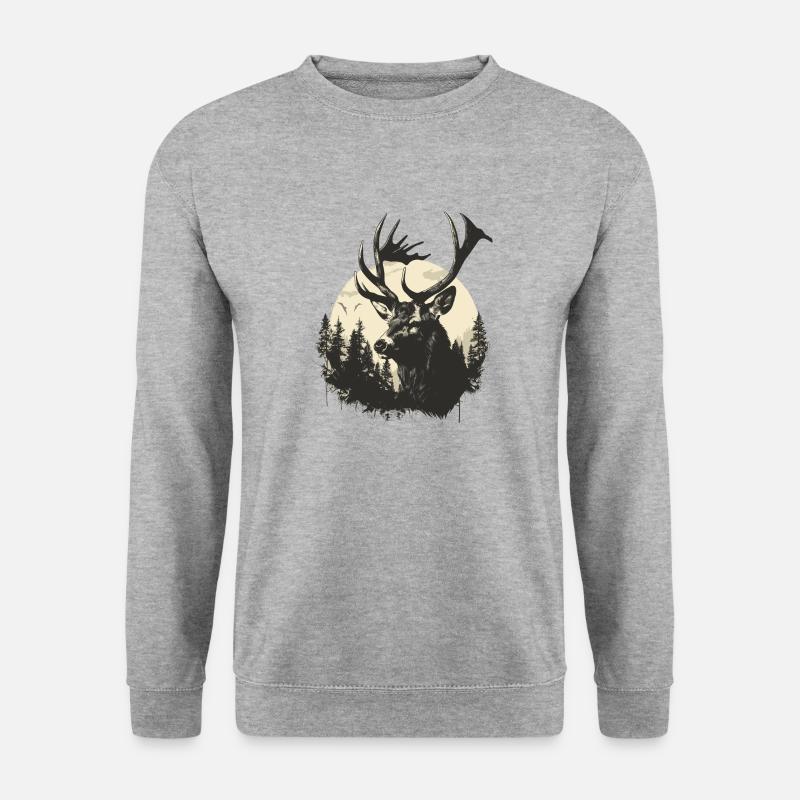 Hirsch - Unisex Pullover - Weißgrau meliert